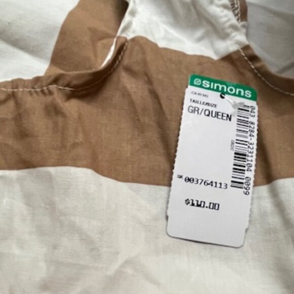 SIMONS Queen Brown White Stripe Duvet Cover Set - Picture 3 of 3